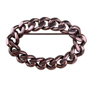 Vintage Danecraft Womens Silver Tone Sterling Brooch Oval Chain